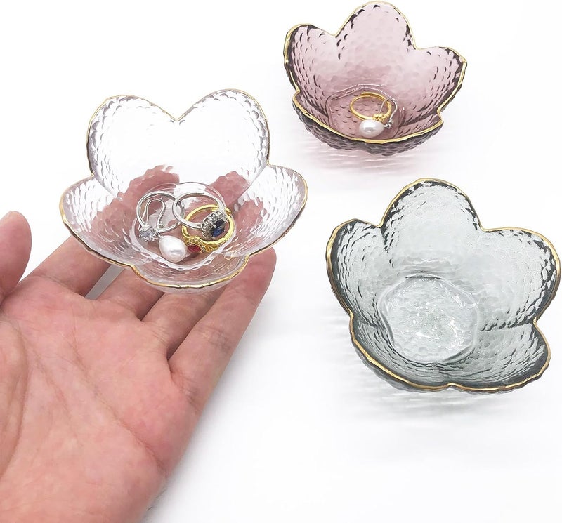 BESSKON Small Ring Dish Jewelry Bowl, Glass Jewelry Dish Trinket Bowl, Crystal Ring Holder Dish Jewelry Plate, Nightstand Decor Jewelry Holder Dish, Engagement Gift Jewelry Tray Dish for Rings, Keys - Image 3